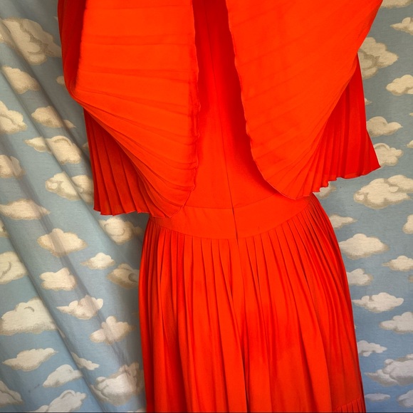 Kate Spade Persimmon Pleated Cape Dress Orange/Red Size 4 - Picture 11 of 11